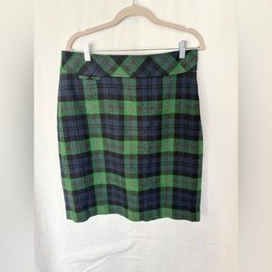 L.L. Bean Green and Blue Plaid Pencil Skirt